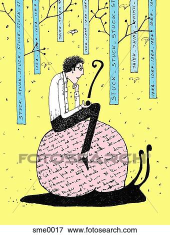 man thinking at a snail's pace View Large Illustration Stock Illustration - man thinking at a snail's pace. Fotosearch