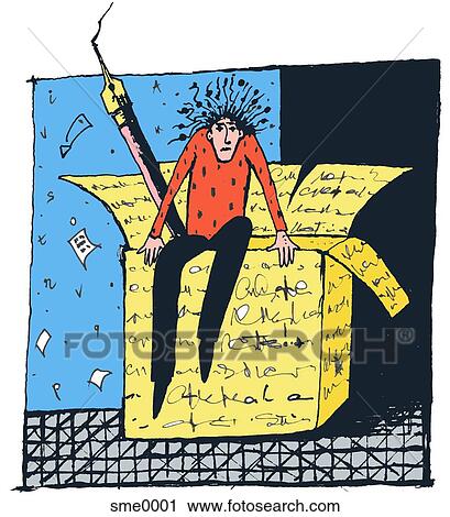 Clip Art - man thinking outside of the box. Fotosearch