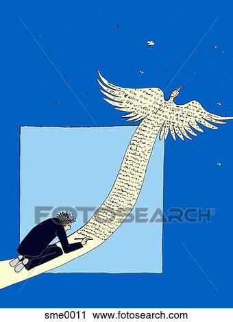 writer's imagination taking flight View Large Illustration Clip Art - writer's imagination taking flight. Fotosearch