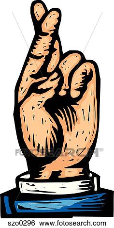 hand with crossed fingers View Large Illustration Stock Illustration - hand with crossed fingers. Fotosearch