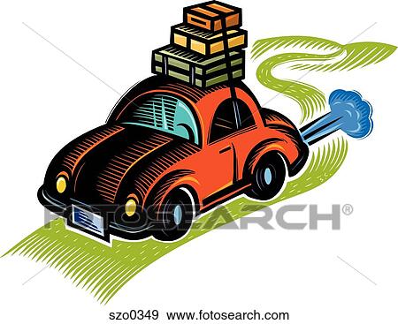 Stock Illustration - Car packed up for a road trip. Fotosearch