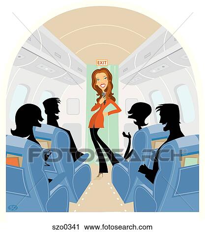 Entertaining flight attendant View Large Illustration Clip Art - Entertaining flight attendant. Fotosearch