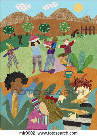 Drawing - harvesting food. Fotosearch