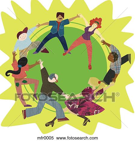 Stock Illustration - people holding hands in a circle. Fotosearch
