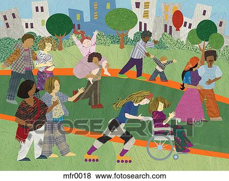 Stock Illustration - people on a pledge walk. Fotosearch