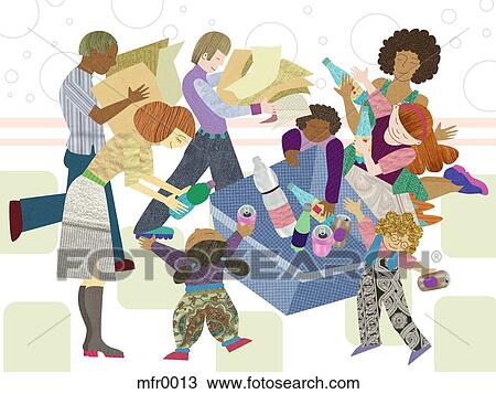 people recycling View Large Illustration Drawing - people recycling. Fotosearch
