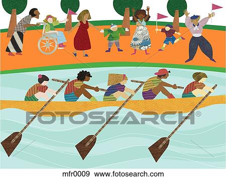 rowing team View Large Illustration Stock Illustration - rowing team. Fotosearch