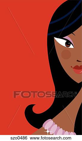 woman on rich red background View Large Illustration Stock Illustration - woman on rich red background. Fotosearch