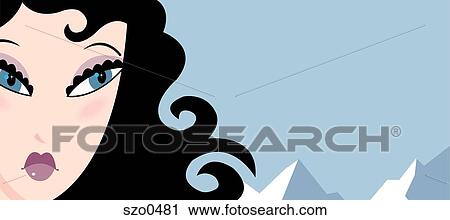 Clip Art - woman with black curly hair. Fotosearch