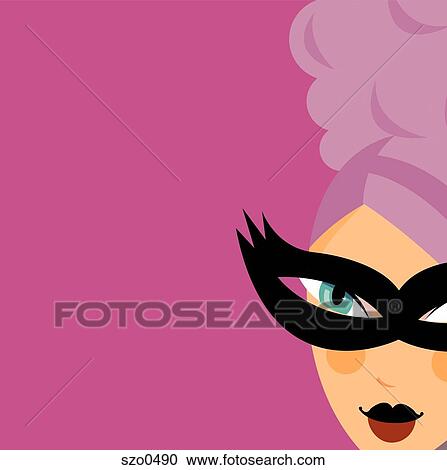 woman with formal updo and mask View Large Illustration Clipart - woman with formal updo and mask. Fotosearch