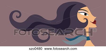 woman with long flowing hair View Large Illustration Clipart - woman with long flowing hair. Fotosearch