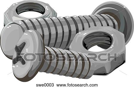 Drawing - nuts and bolts. Fotosearch
