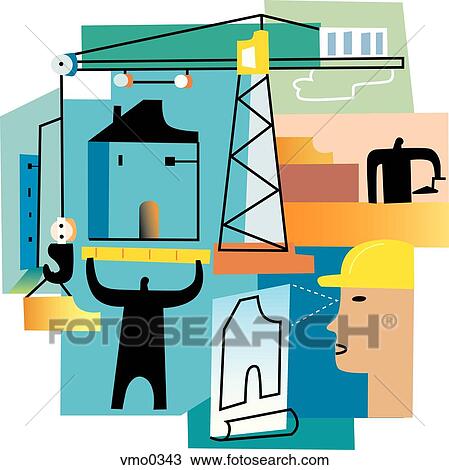 Drawing - building a housing development. Fotosearch