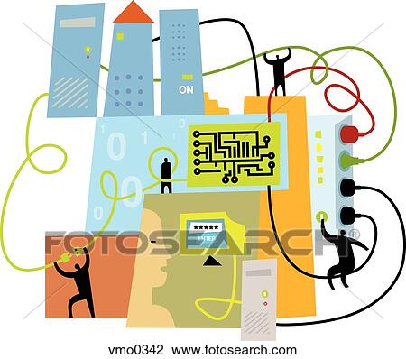 Drawing - building a network. Fotosearch