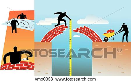 Stock Illustration - people building a bridge. Fotosearch