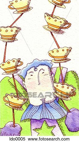 balancing tea cups View Large Illustration Stock Illustration - balancing tea cups. Fotosearch