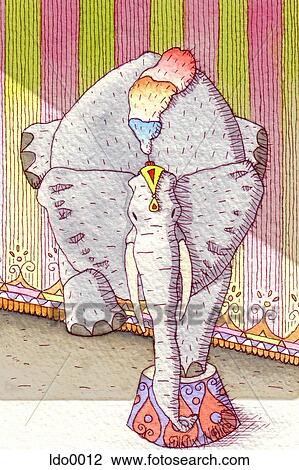circus elephant View Large Illustration Drawing - circus elephant. Fotosearch