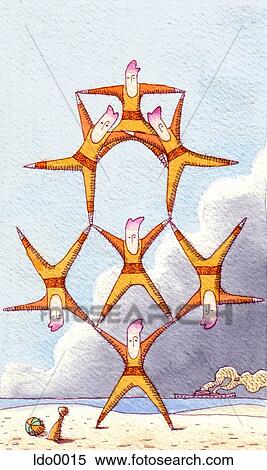 several acrobats balancing View Large Illustration Stock Illustration - several acrobats balancing. Fotosearch