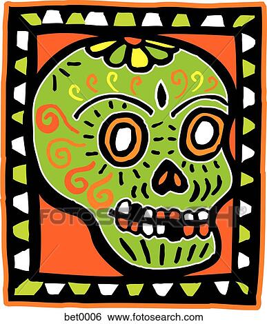 orange and green skull View Large Illustration Stock Illustration - orange and green skull. Fotosearch
