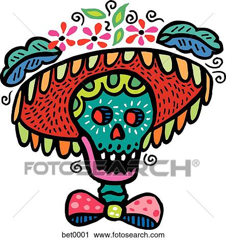 Clip Art - skull with hat. Fotosearch