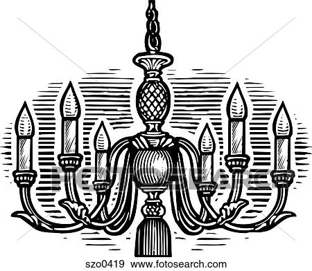 chandelier b/w View Large Illustration Stock Illustration - chandelier b/w. Fotosearch
