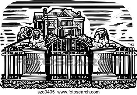 mansion b/w View Large Illustration Stock Illustration - mansion b/w. Fotosearch