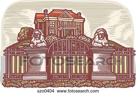 mansion View Large Illustration Stock Illustration - mansion. Fotosearch