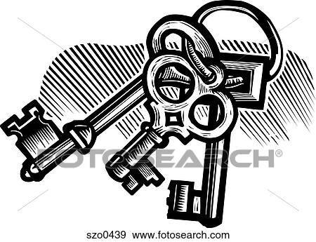 skeleton keys b/w View Large Illustration Stock Illustration - skeleton keys b/w. Fotosearch