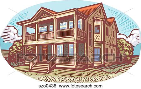 two storey house View Large Illustration Stock Illustration - two storey house. Fotosearch