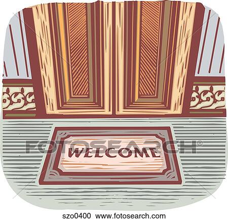 Clipart - welcome mat. Fotosearch