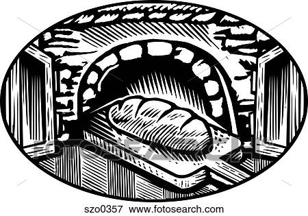 オーブン パンを焼いた 白黒 イラスト Szo0357 Fotosearch