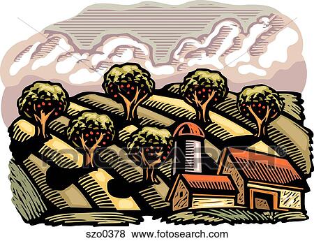 Stock Illustration - apple orchard. Fotosearch