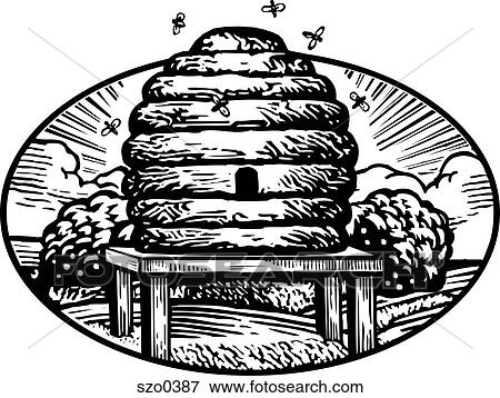 Stock Illustration - bee hive b/w. Fotosearch