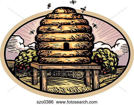 bee hive View Large Illustration Stock Illustration - bee hive. Fotosearch