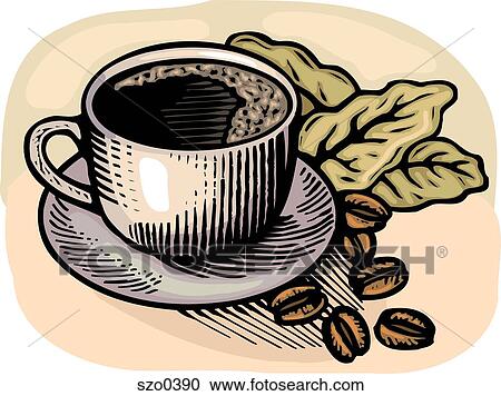 coffee cup and beans View Large Illustration Clipart - coffee cup and beans. Fotosearch
