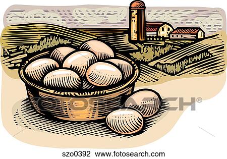 farm fresh eggs View Large Illustration Drawing - farm fresh eggs. Fotosearch