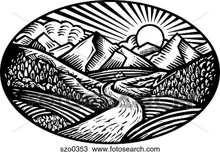nature scene b/w View Large Illustration Drawing - nature scene b/w. Fotosearch