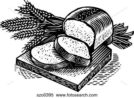 Stock Illustration - sliced fresh bread b/w. Fotosearch
