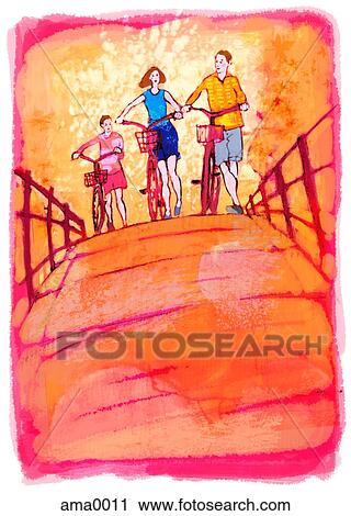 family going bike riding View Large Illustration Clip Art - family going bike riding. Fotosearch