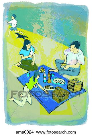 Stock Illustration - family picnic. Fotosearch