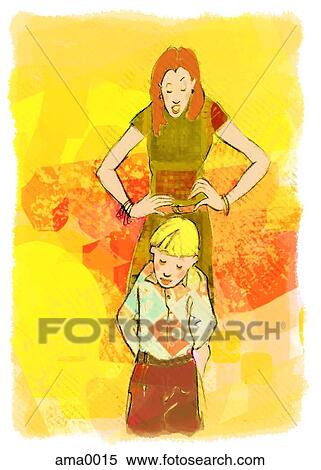 Stock Illustration - mother scolding son. Fotosearch