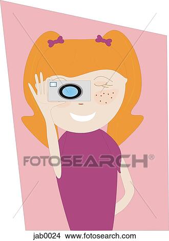 girl taking a picture View Large Illustration Stock Illustration - girl taking a picture. Fotosearch