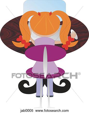 little girl using a computer View Large Illustration Stock Illustration - little girl using a computer. Fotosearch