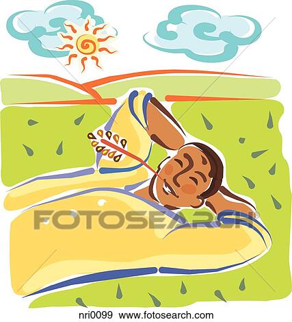 A man relaxing outdoors View Large Illustration Stock Illustration - A man relaxing outdoors. Fotosearch