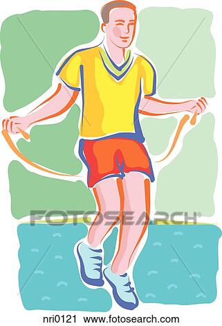 A man skipping rope View Large Illustration Clip Art - A man skipping rope. Fotosearch
