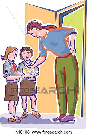 A woman donating to a charity View Large Illustration Stock Illustration - A woman donating to a charity. Fotosearch