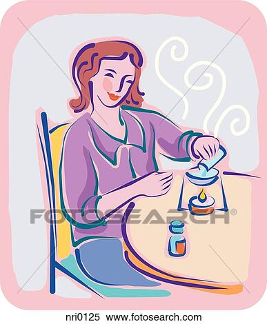 A woman using aromatherapy View Large Illustration Stock Illustration - A woman using aromatherapy. Fotosearch