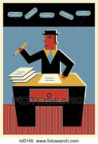 An officeworker doing some paperwork View Large Illustration Stock Illustration - An officeworker doing some paperwork. Fotosearch