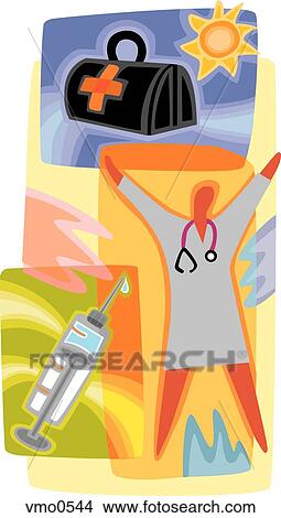 Stock Illustration - Doctor, doctor's bag, needle. Fotosearch