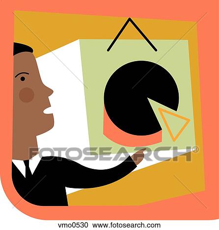 Businessman pointing to a pie chart View Large Illustration Clipart - Businessman pointing to a pie chart. Fotosearch